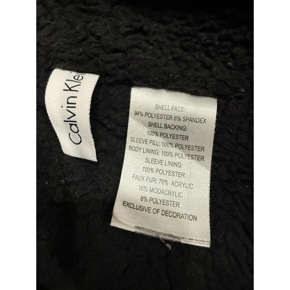 Calvin Klein Brown Hooded Faux Fur Lines Raincoat Anorak Jacket Coat‎ Large